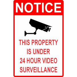 24 Hour Video Surveillance Sign - Corrugated Plast..
