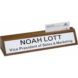 Genuine Walnut Desk Plate w/Business Card Slot