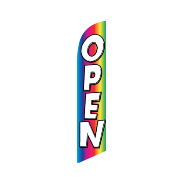 "Open" Feather Flag (Rainbow)