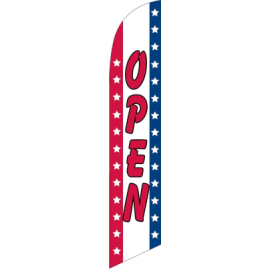"Open" Feather Flag (Red/White/Blue)