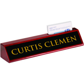 Rosewood Piano Finish Desk Wedge with Business Card Holder