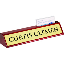 Rosewood Piano Finish Desk Wedge with Business Card Holder
