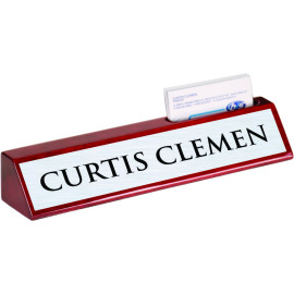Rosewood Piano Finish Desk Wedge with Business Card Holder